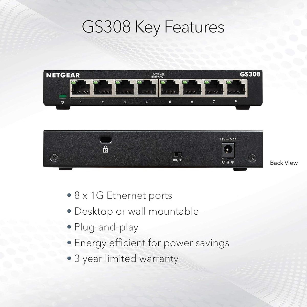 NETGEAR 8-Port Gigabit Ethernet Unmanaged Switch (GS308)