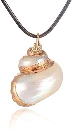 Natural Seashell Shell Scallop Conch Pendant Necklace with 27" Long Rope Chain - SimpleStore99